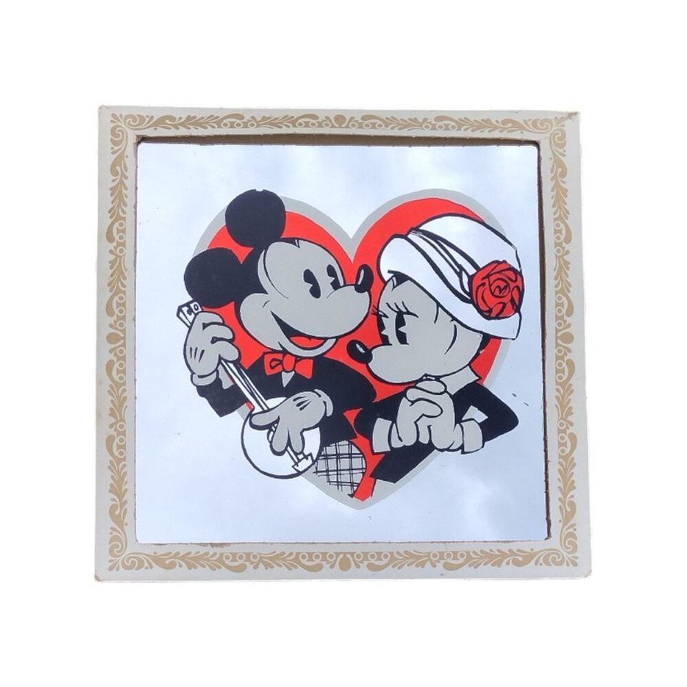 Vintage Carnival Prize Mirror 1920's Style Mickey and Minnie